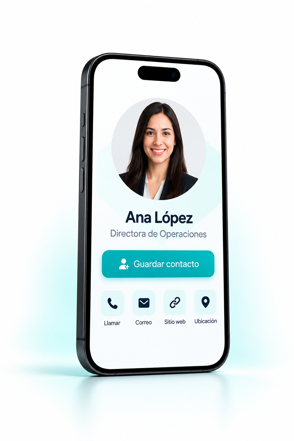 Ejemplo ilustrativo de un perfil profesional con fotografía en un celular